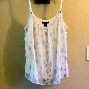 WHBM -White and silver flowy top EUC